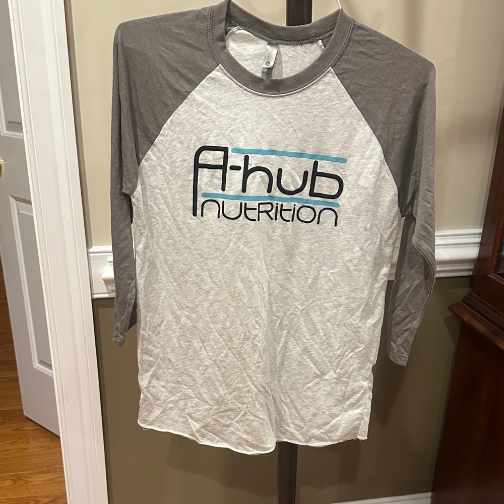 Gray and White Long Sleeve Tee